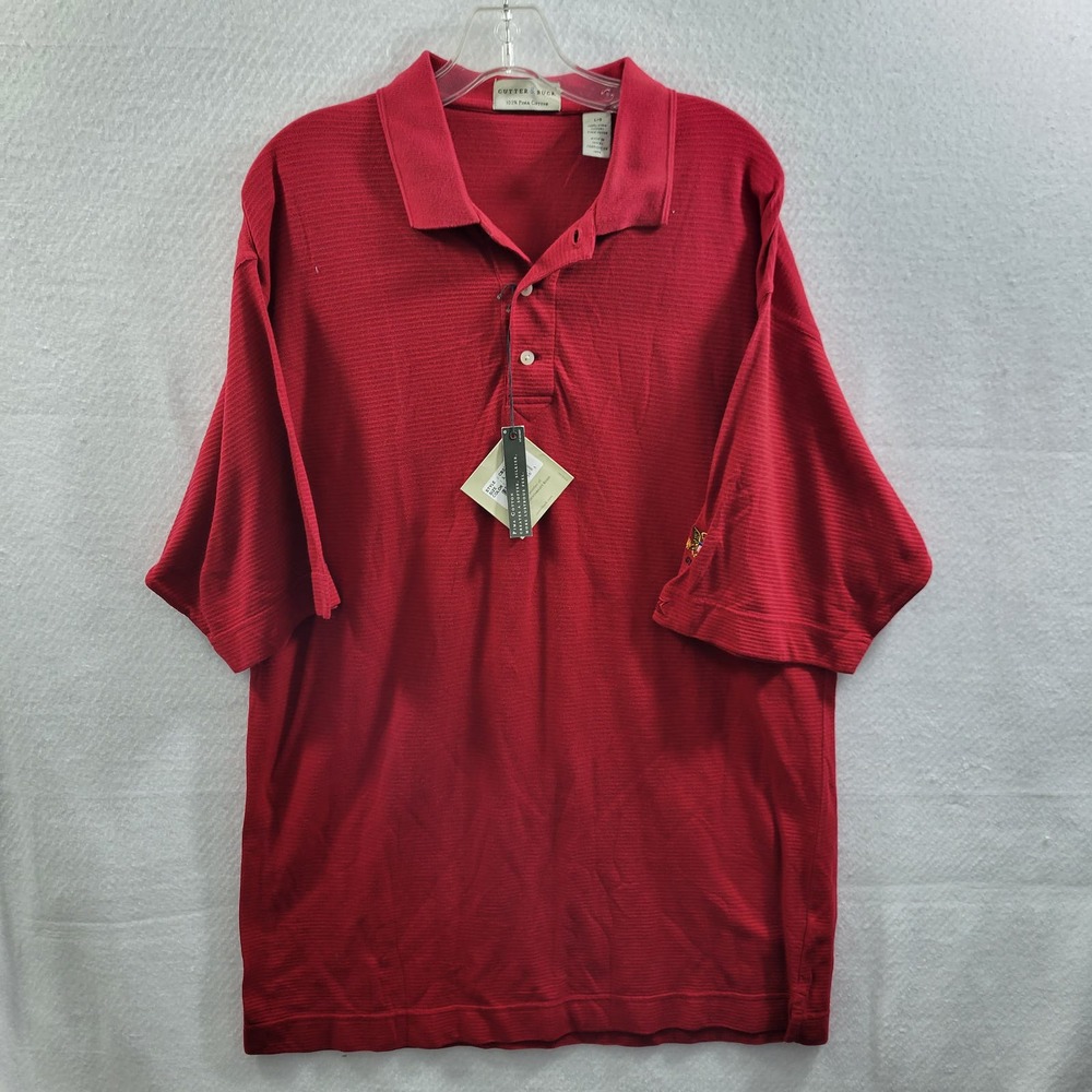 Cutter & Buck NWT Red Pima Cotton Men's Polo Shirt Size L 91823-0431